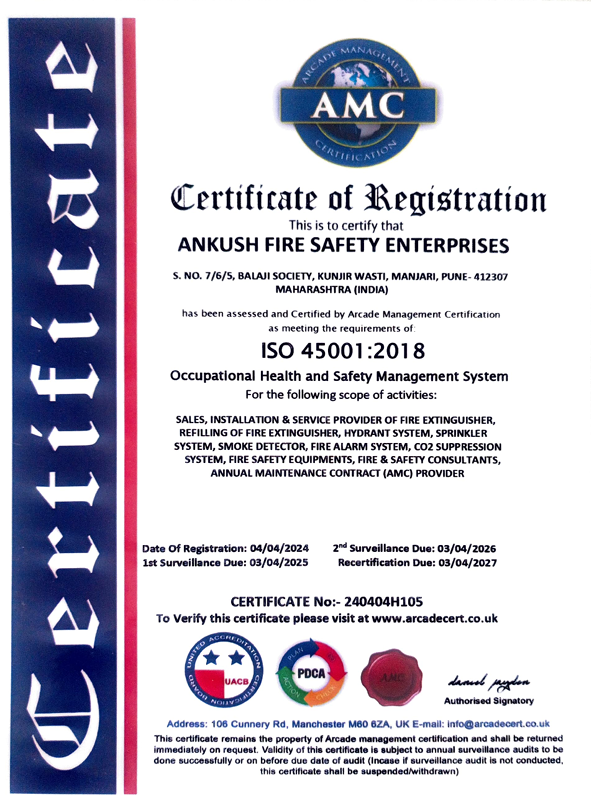 ISO 45001:2018 Certificate